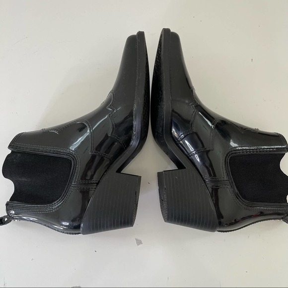 Sam Edelman Pointed Toe Western Bootie Rubber Rain Boot Size 6 Black - Picture 6 of 9